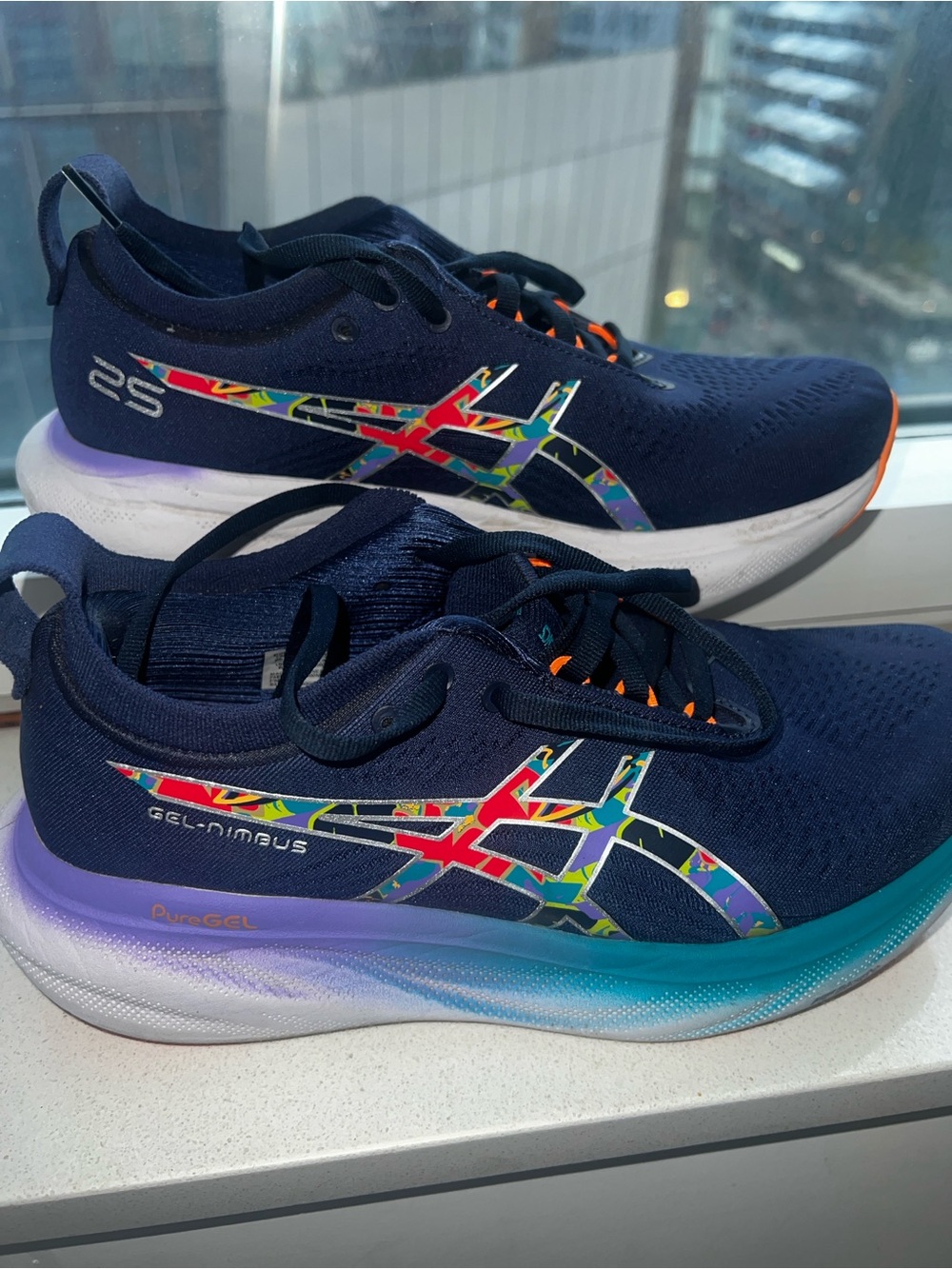 ASICS Women' GEL-Nimbus 25 Navy Running Shoes
